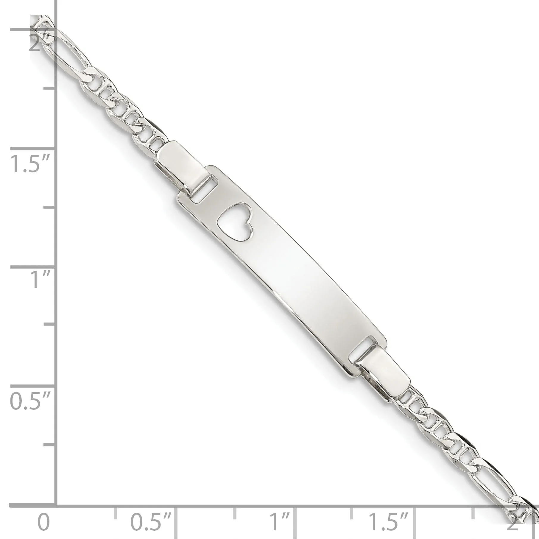 Silver Engravable Baby ID Cutout Heart Bracelet