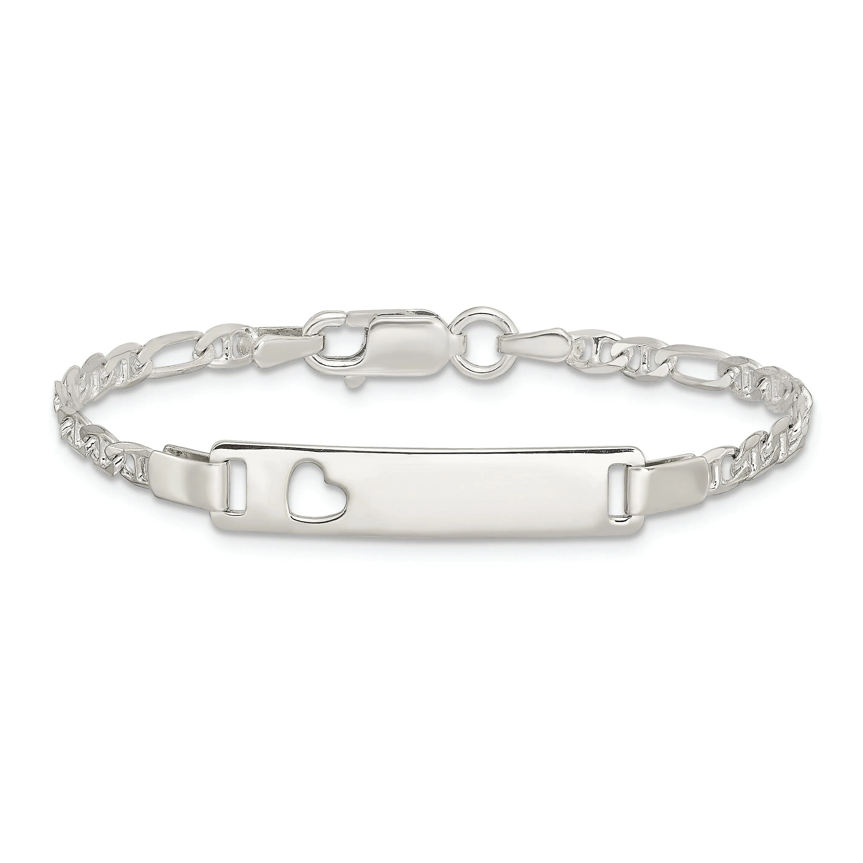 Silver Engravable Baby ID Cutout Heart Bracelet