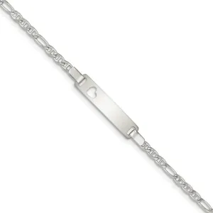 Silver Engravable Baby ID Cutout Heart Bracelet