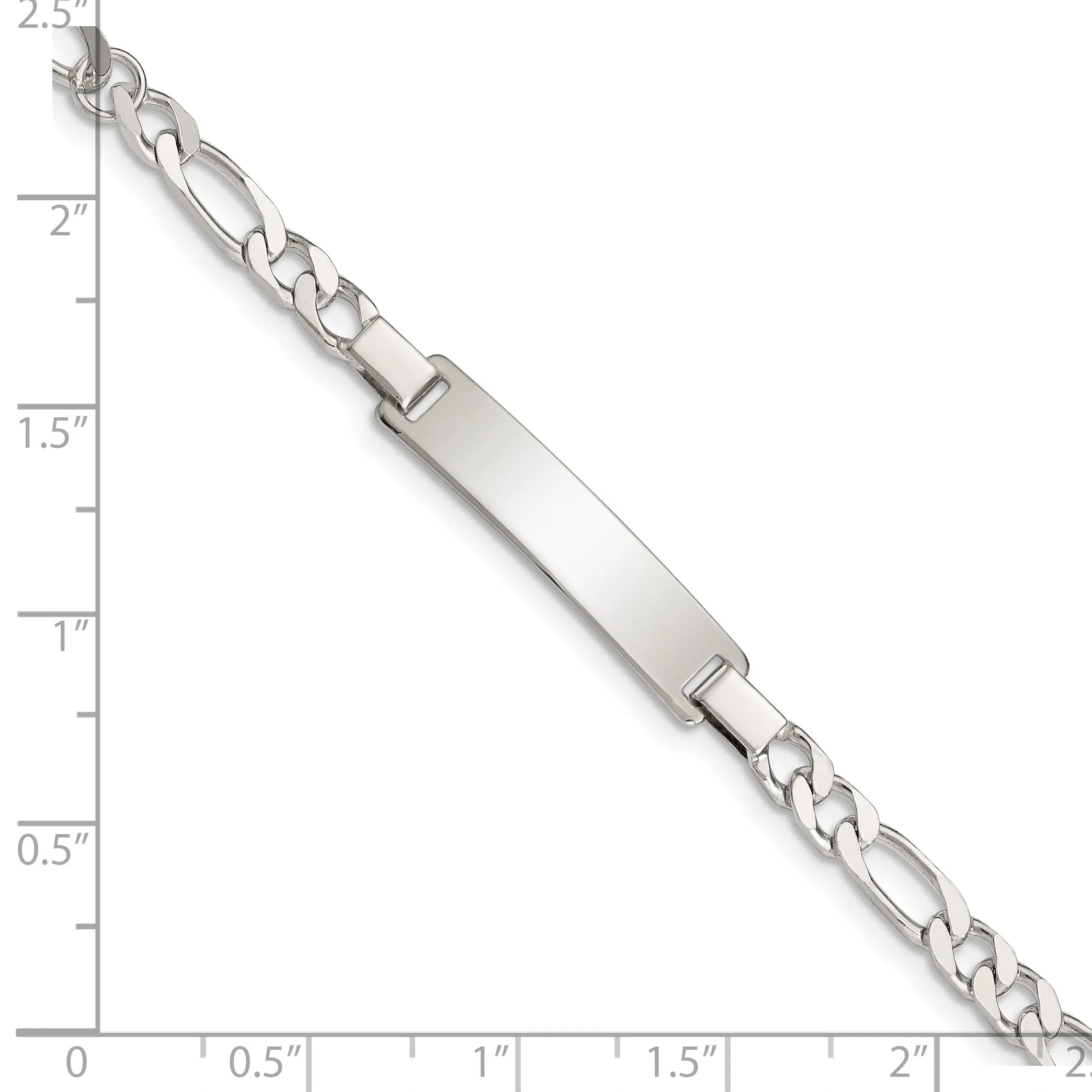 Silver Engravable Childrens ID Figaro Bracelet