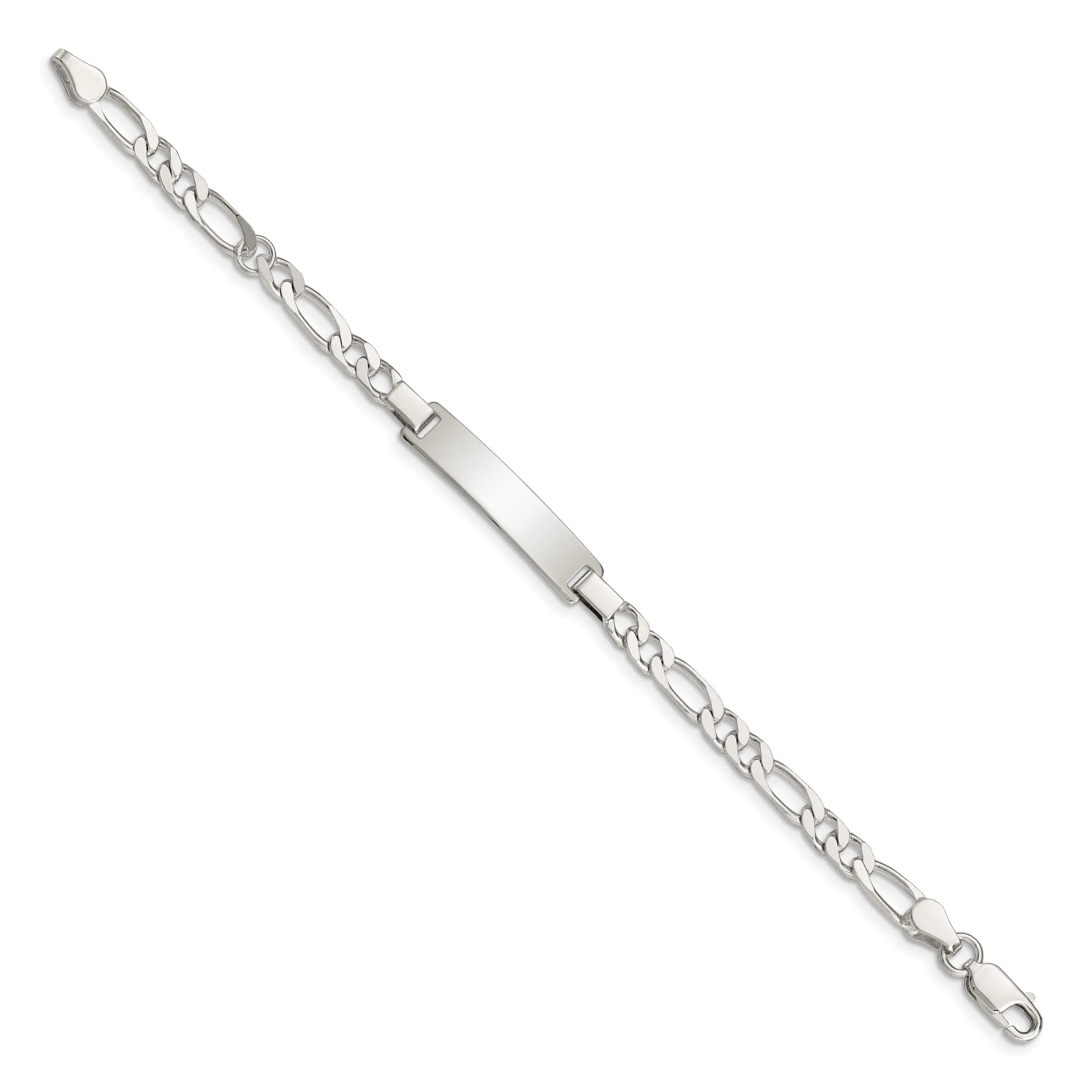 Silver Engravable Childrens ID Figaro Bracelet