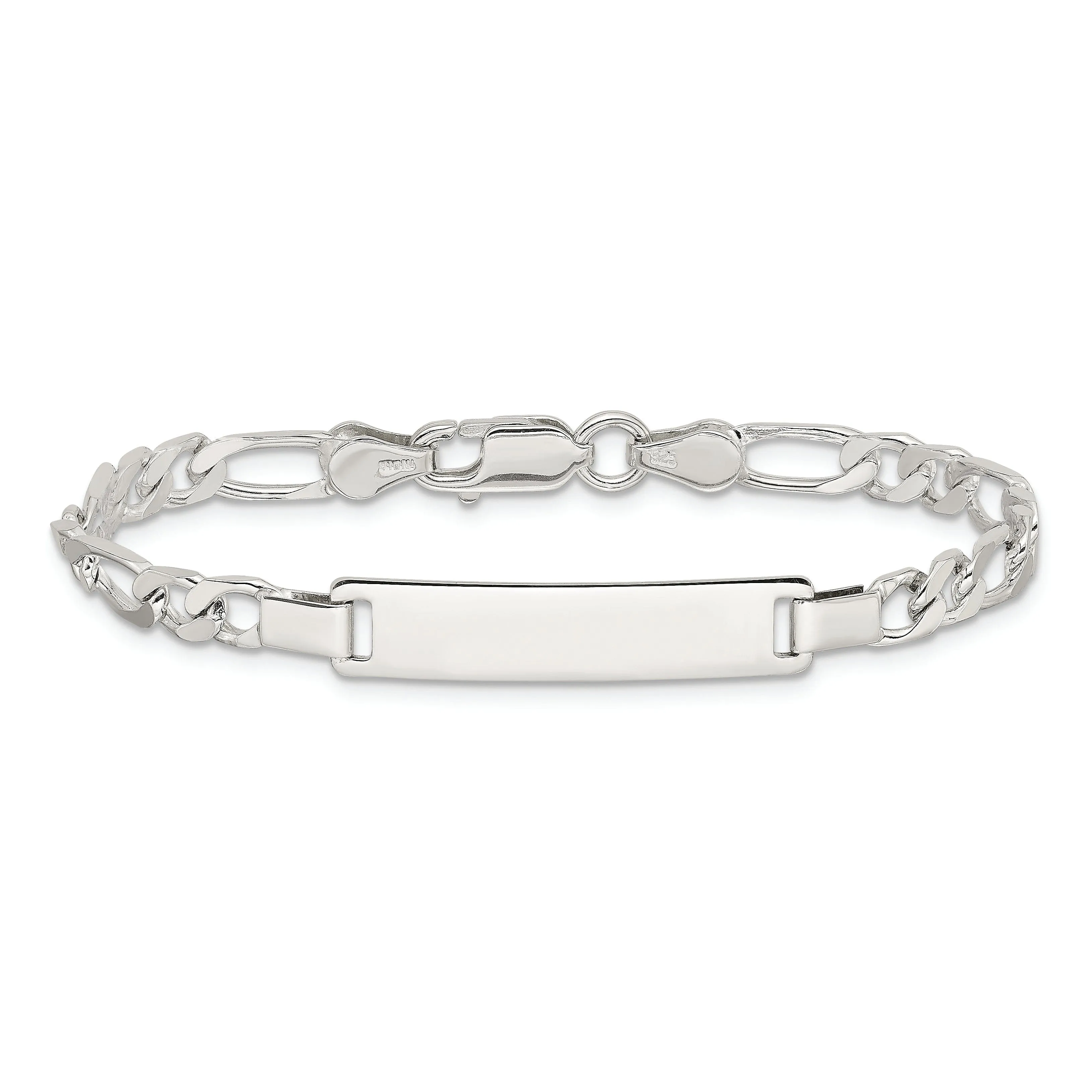 Silver Engravable Childrens ID Figaro Bracelet