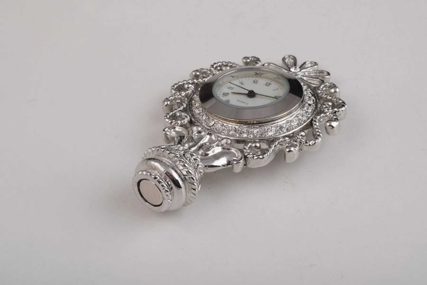 Silver Faberge Egg with Clock Inside