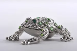 Silver Frog with Green Crystals