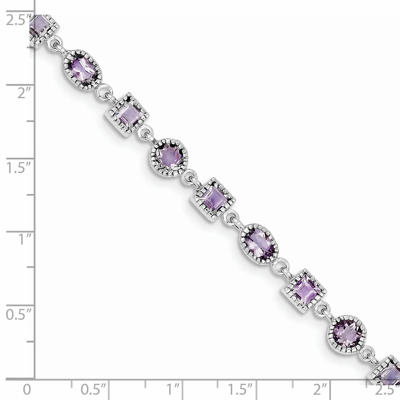 Silver Genuine Amethyst Gemstone Bracelet