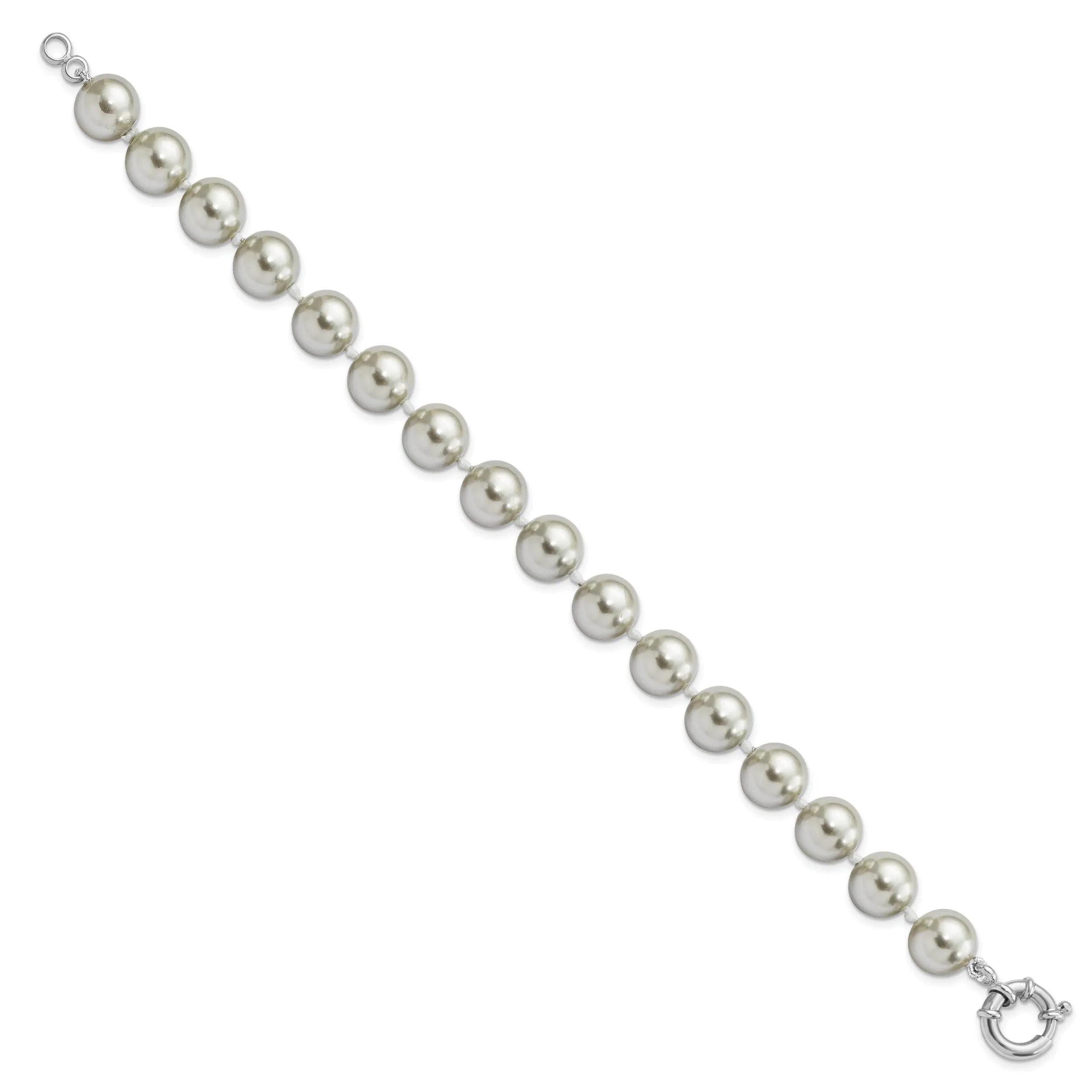 Silver Majestik Grey Shell Pearl Bead Bracelet