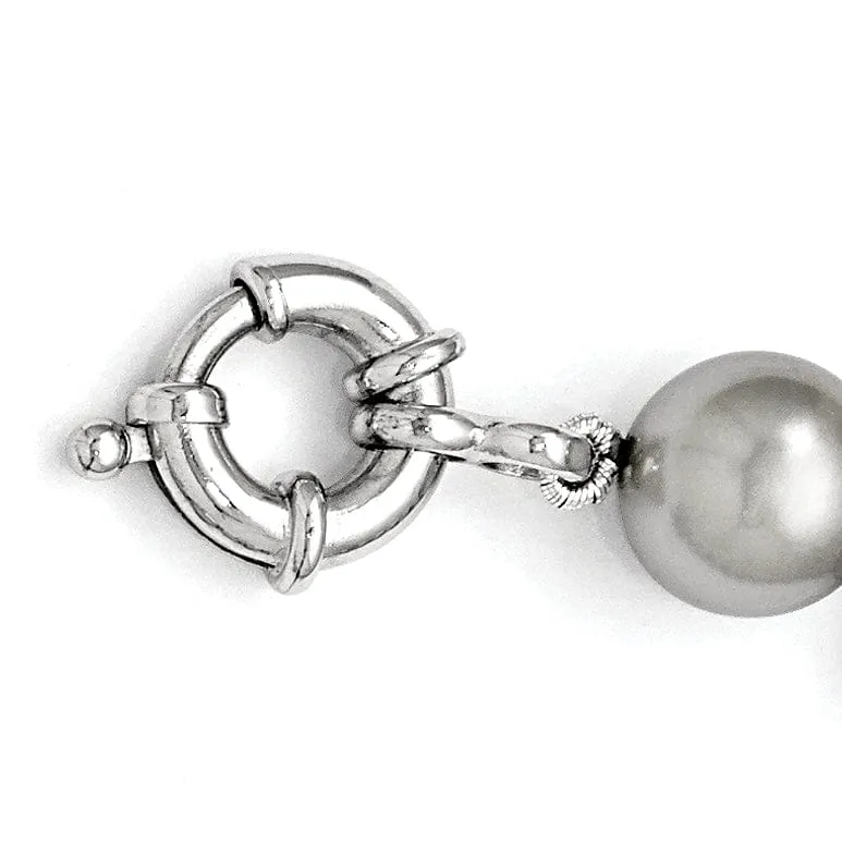 Silver Majestik Grey Shell Pearl Bead Bracelet