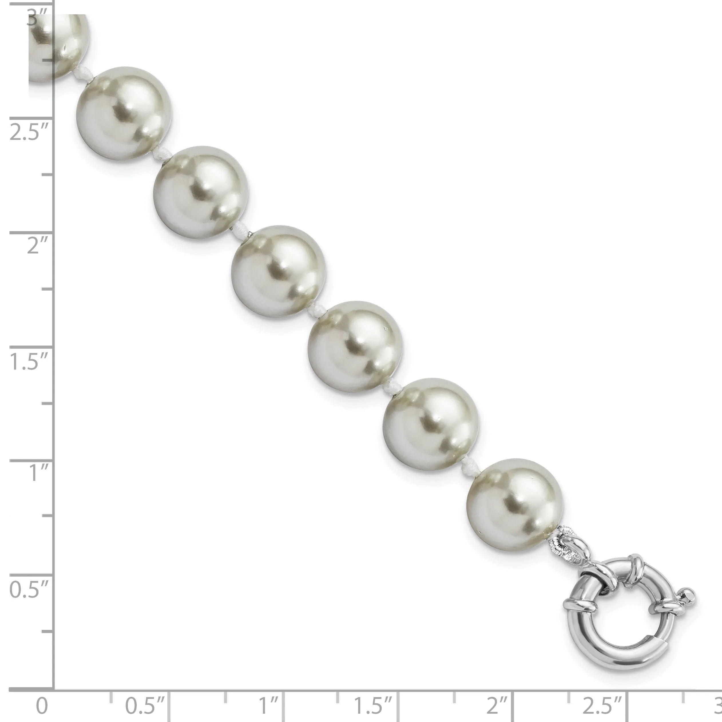 Silver Majestik Grey Shell Pearl Bead Bracelet