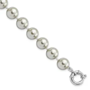 Silver Majestik Grey Shell Pearl Bead Bracelet
