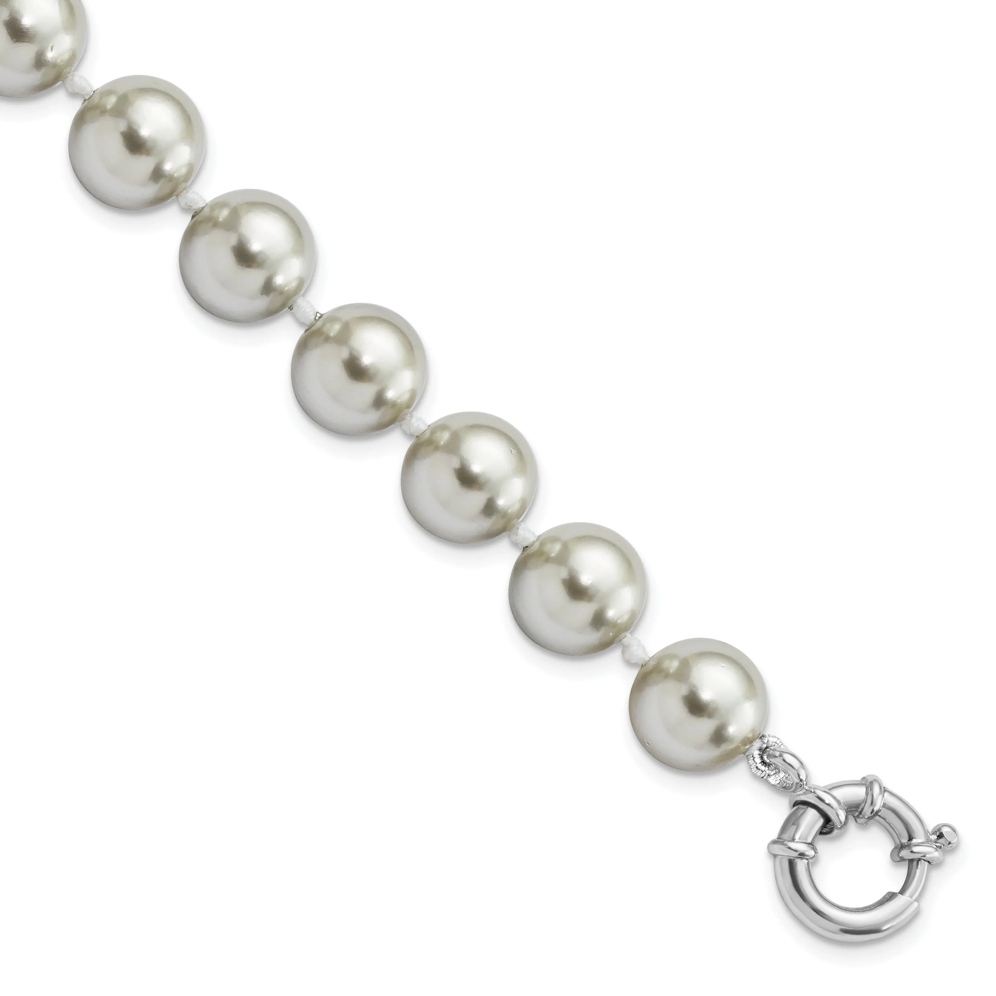 Silver Majestik Grey Shell Pearl Bead Bracelet