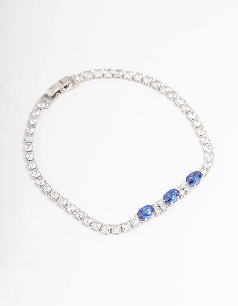 Silver Oval Cubic Zirconia Tennis Bracelet