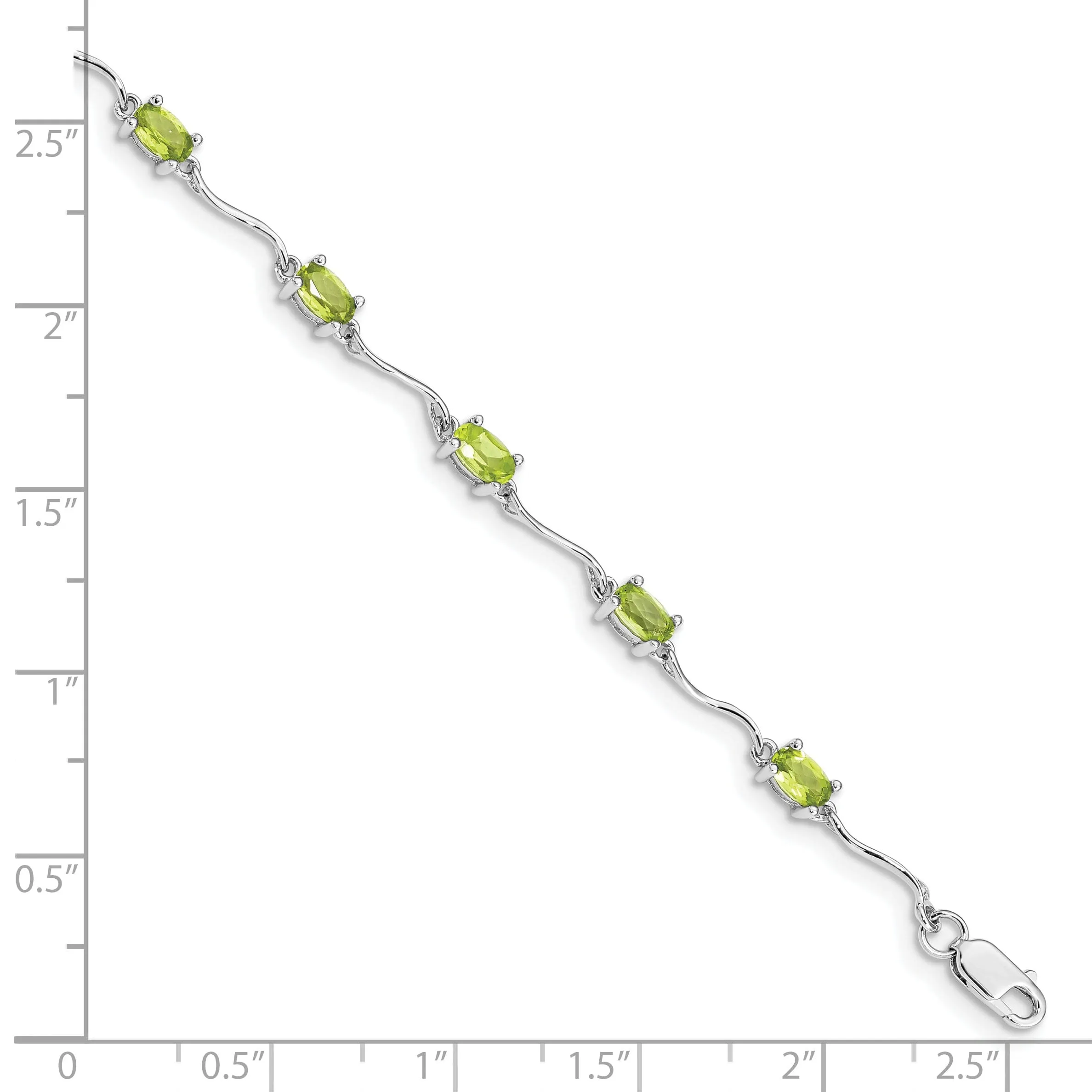 Silver Oval Shape Peridot Gemstone Bracelet