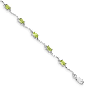 Silver Oval Shape Peridot Gemstone Bracelet