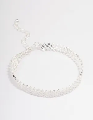 Silver Plated Round Stone Diagonal Tennis Bracelet