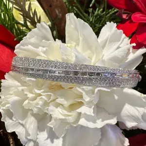 Simon G Diamond Row 18K White Gold Bangle Bracelet LB2422