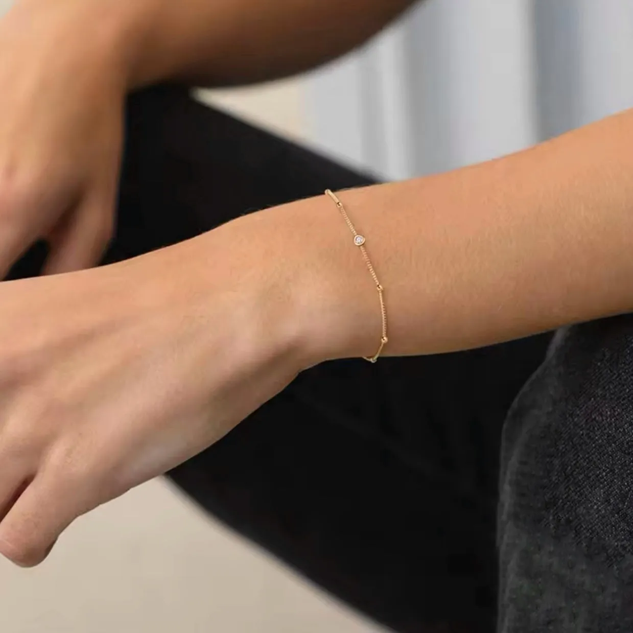 Single Cz Chain Bracelet
