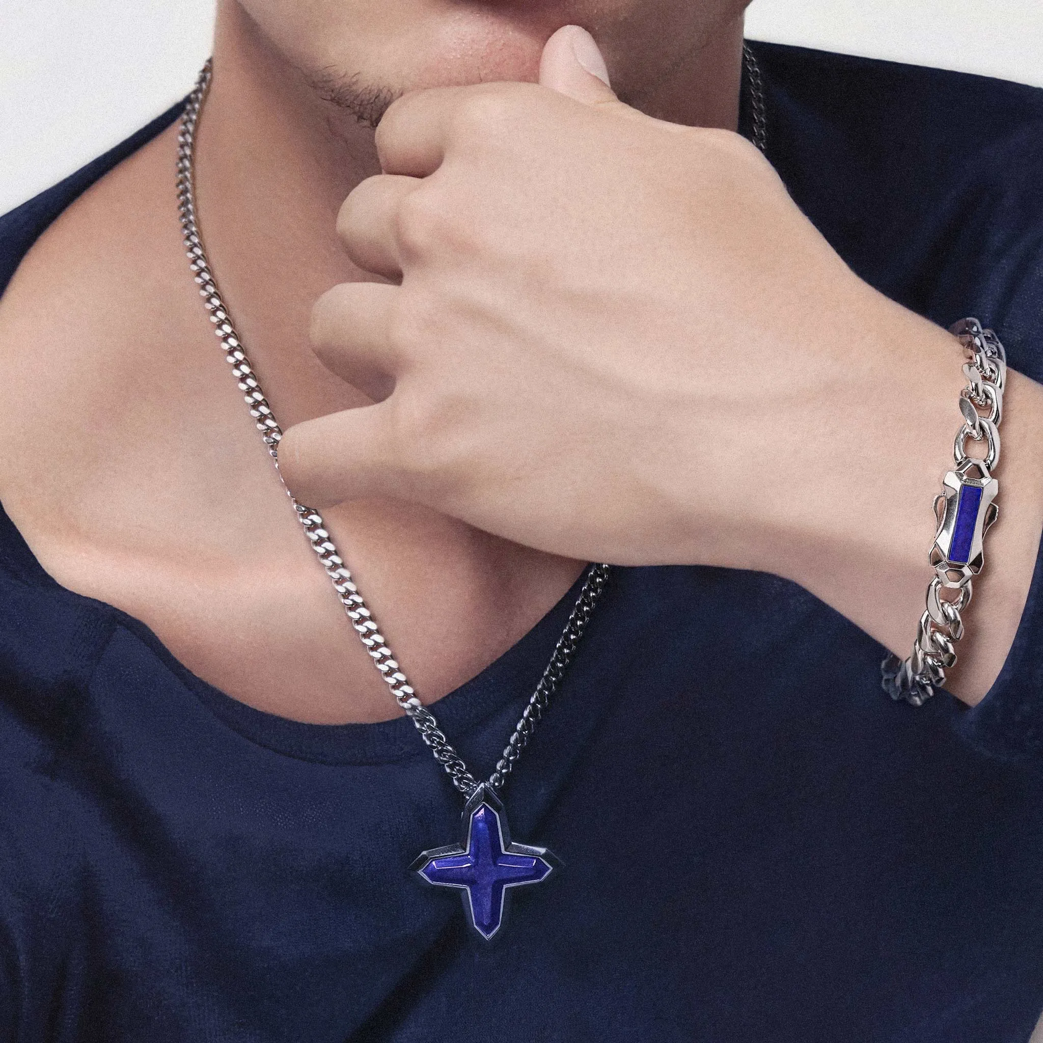 Sirius Cross Lapis Lazuli Necklace