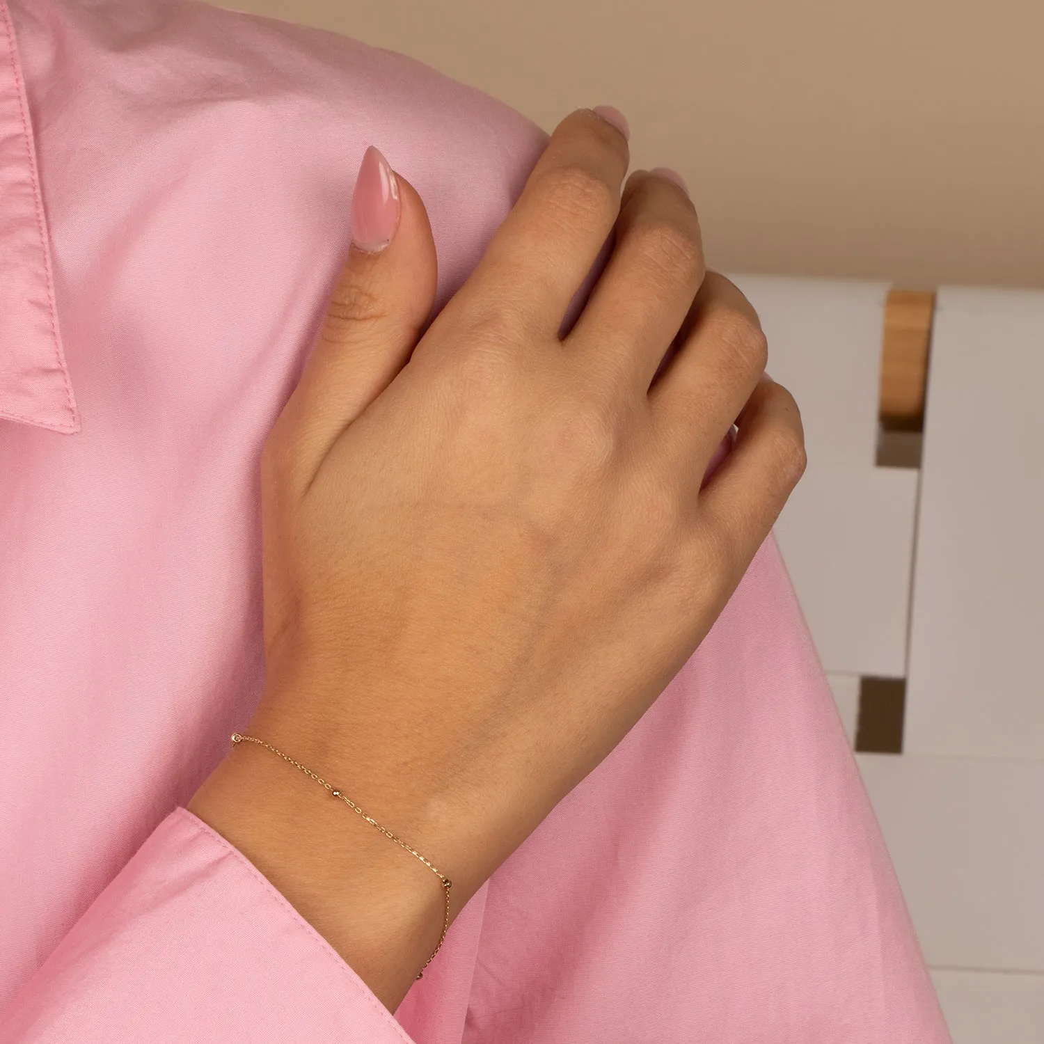Solid Ball Chain Bracelet 14K