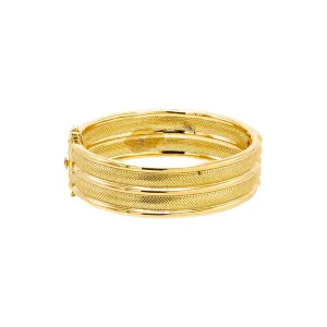 Solid Double Row Indented Bangle Bracelet