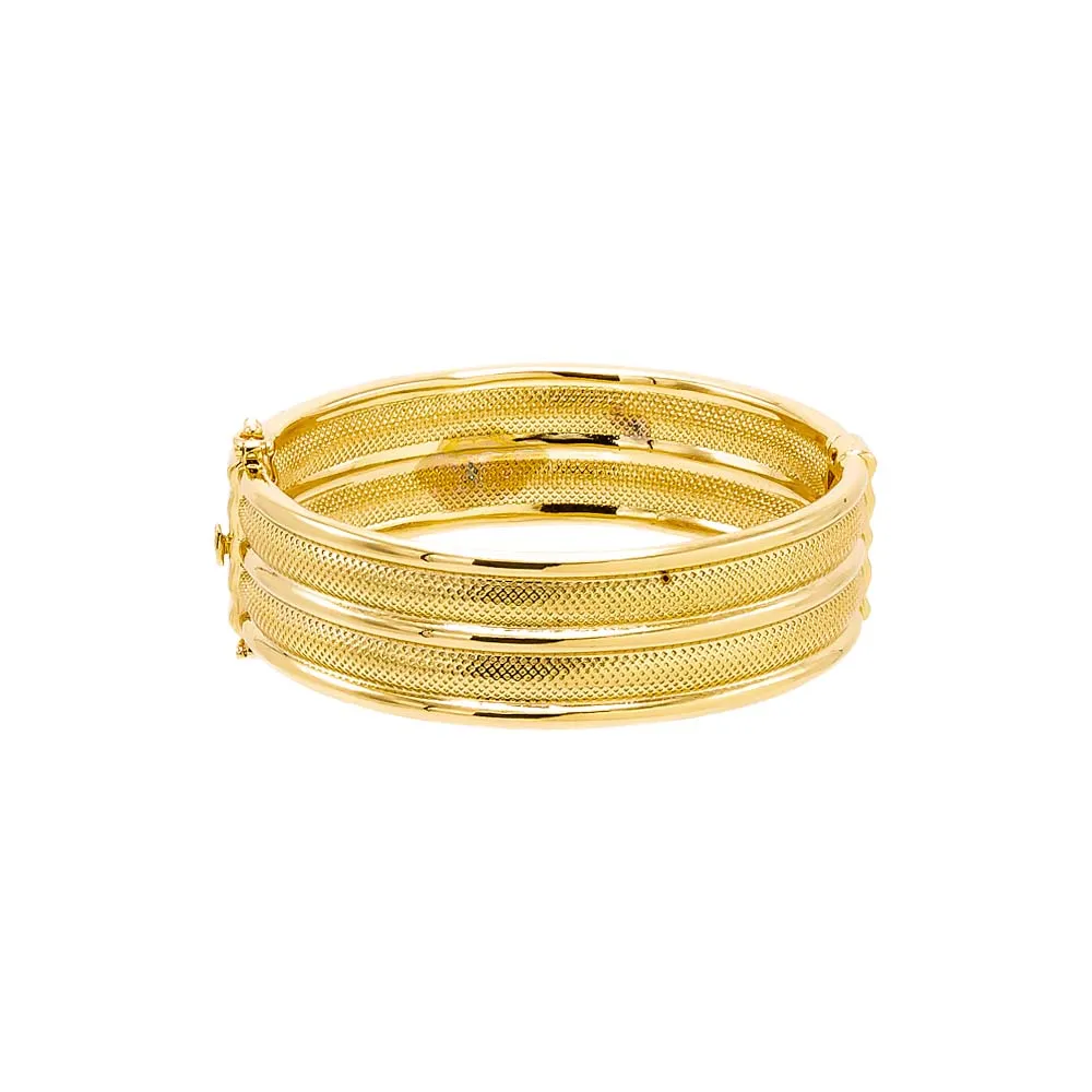 Solid Double Row Indented Bangle Bracelet