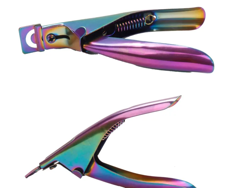 Stainless Steel Rainbow Color Titanium U Word False Nail Clipper