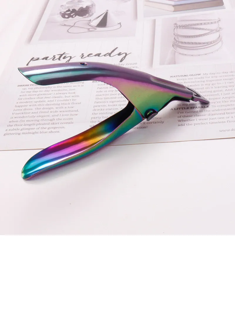 Stainless Steel Rainbow Color Titanium U Word False Nail Clipper