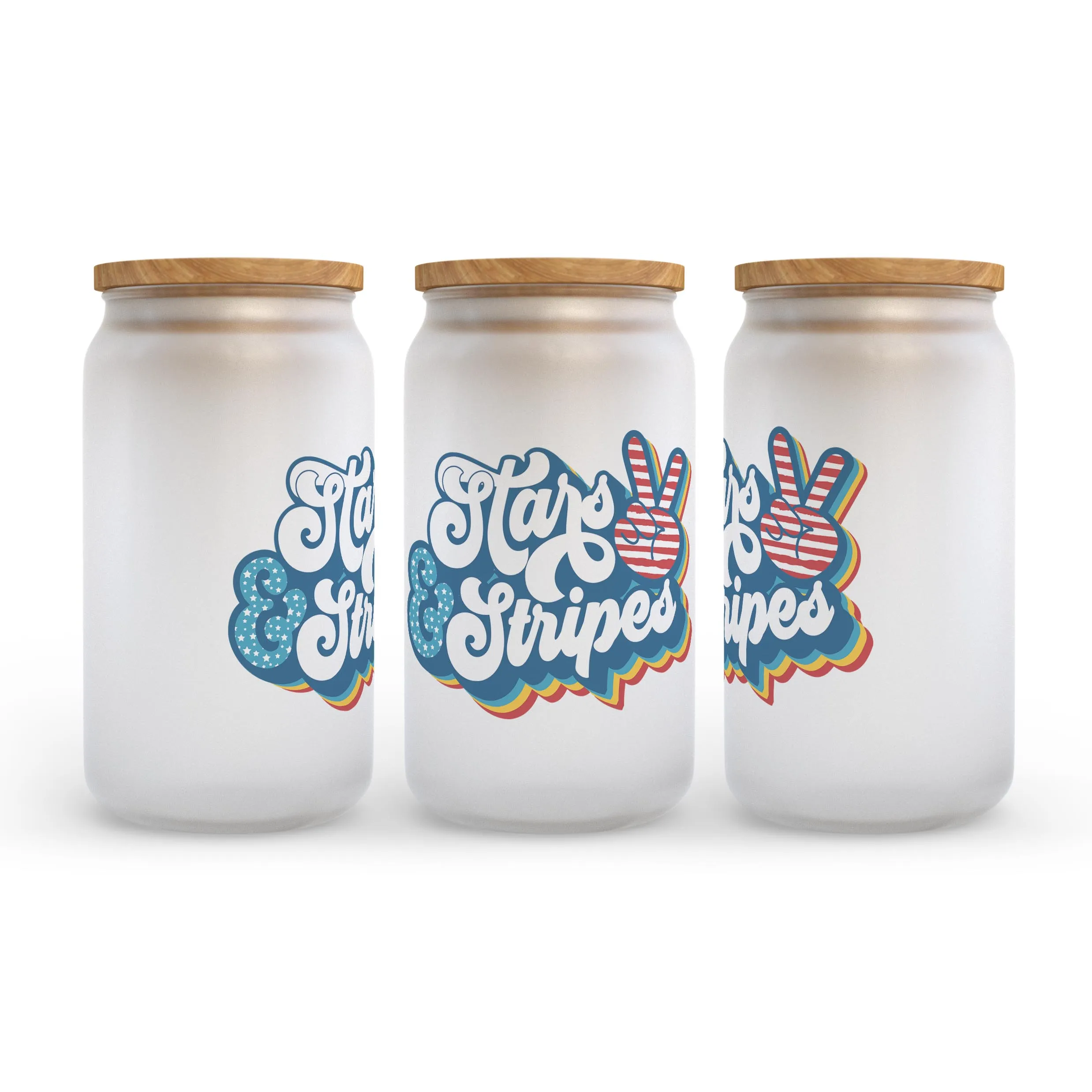 Stars and Stripes Frosted Glass Can Tumbler