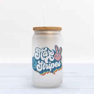 Stars and Stripes Frosted Glass Can Tumbler