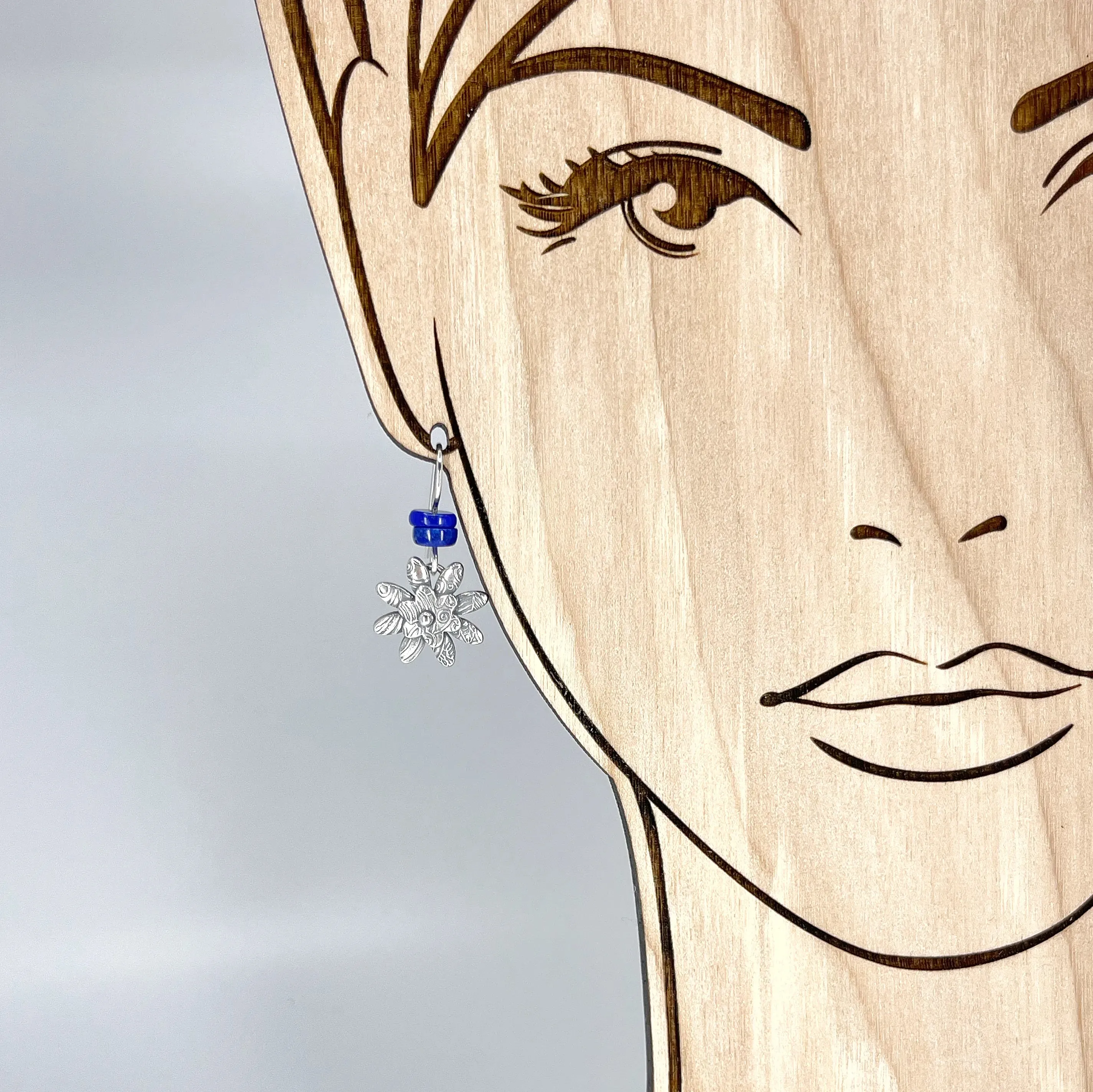 Sterling Flower Earrings with Lapis Lazuli