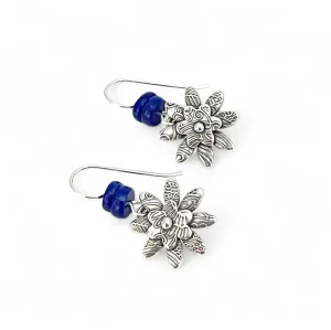 Sterling Flower Earrings with Lapis Lazuli