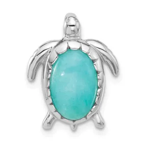Sterling Silver Amazonite Turtle Chain Slide Pendant