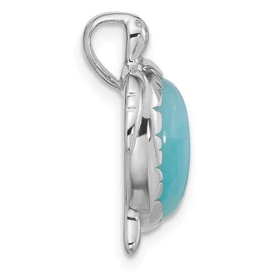 Sterling Silver Amazonite Turtle Chain Slide Pendant
