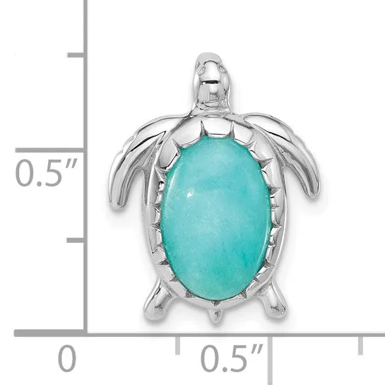 Sterling Silver Amazonite Turtle Chain Slide Pendant