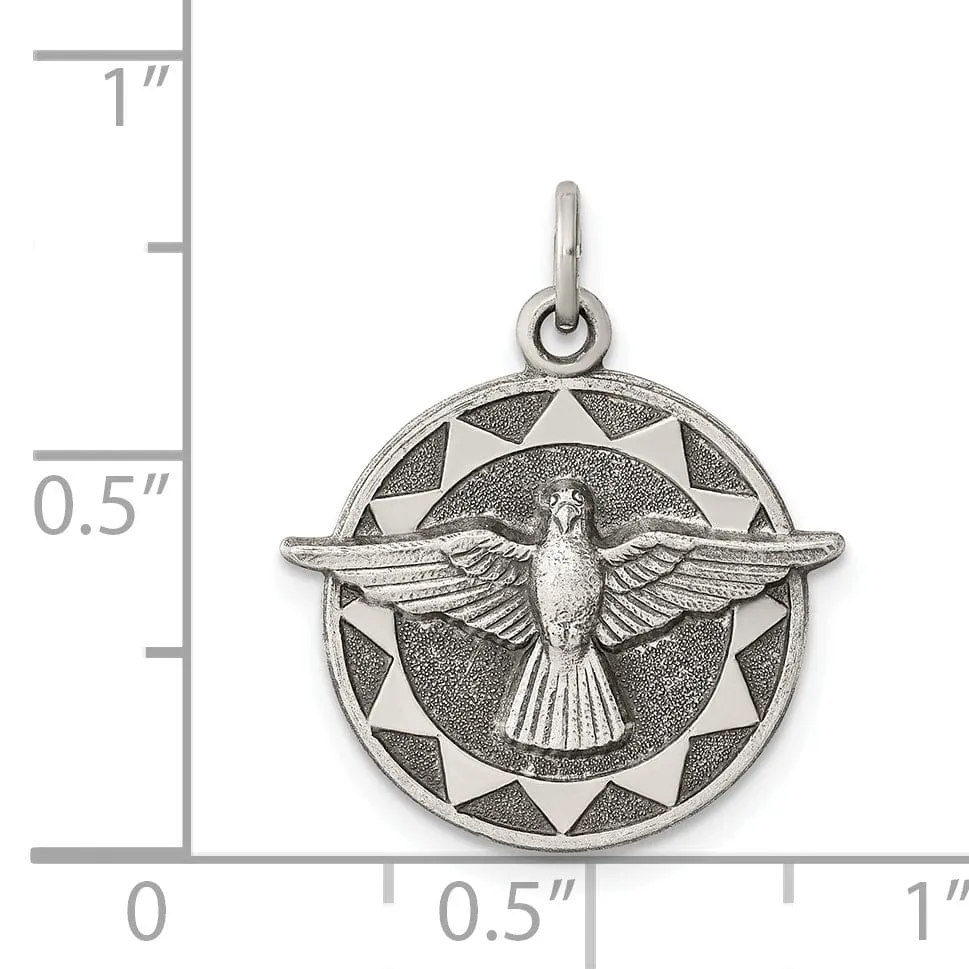 Sterling Silver Antiqued Holy Spirit Medal