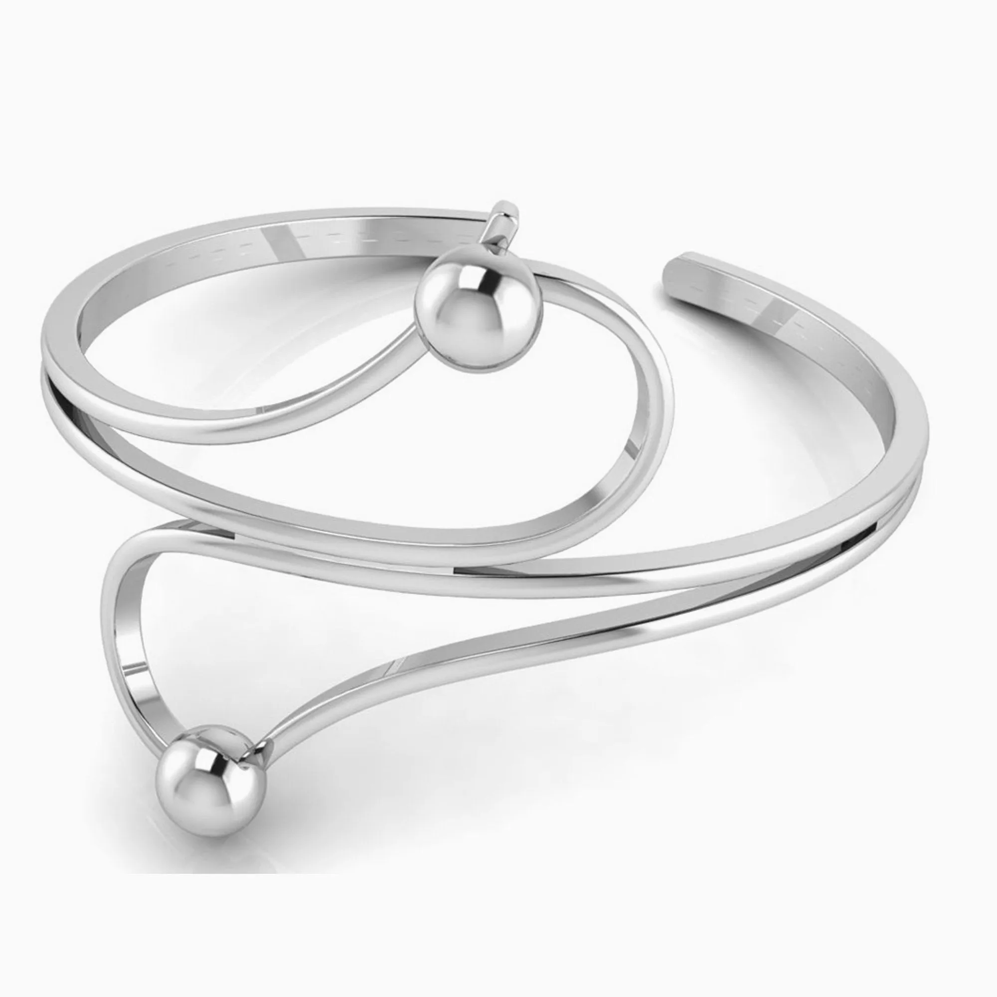 Sterling Silver Baby Curve & Ball Bracelet Bangle by Krysaliis
