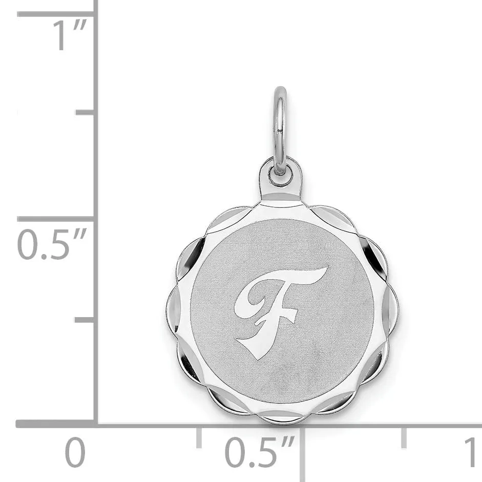 Sterling Silver Brocaded Initial F Charm