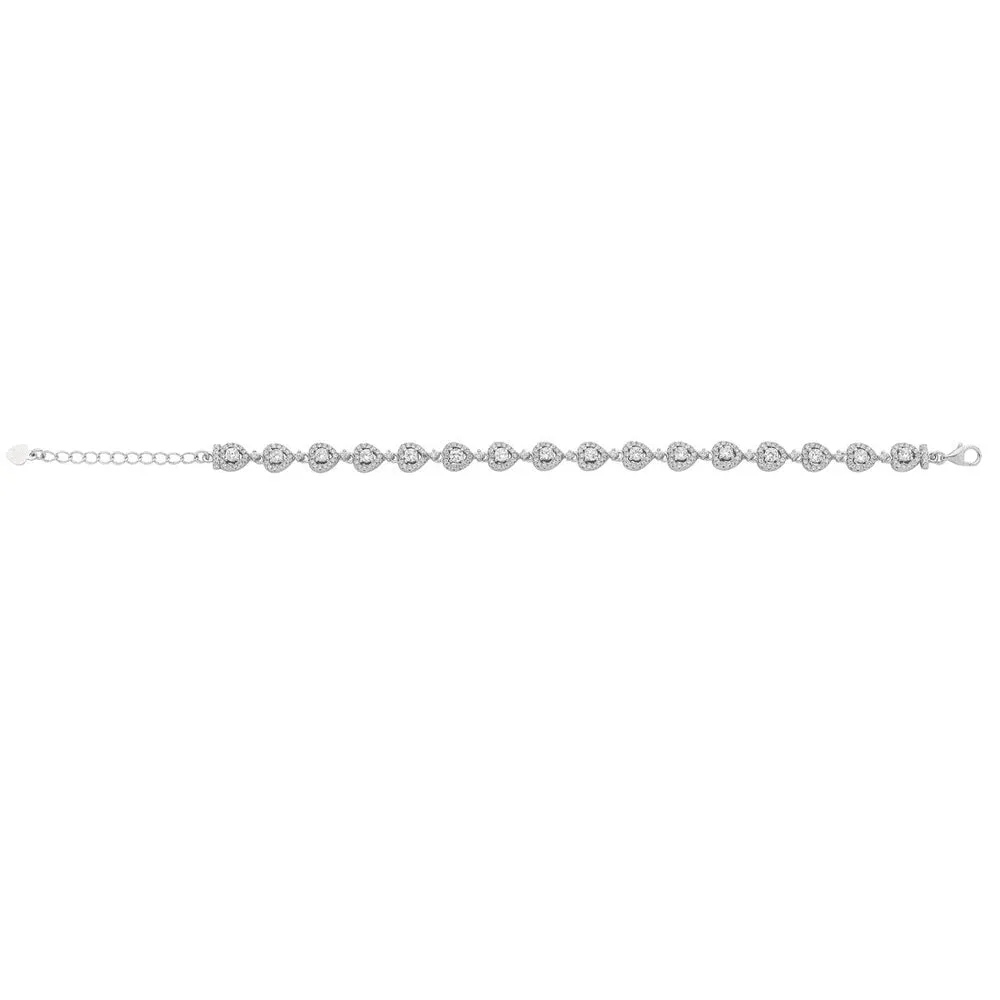 Sterling Silver Cubic Zirconia Heart Bracelet