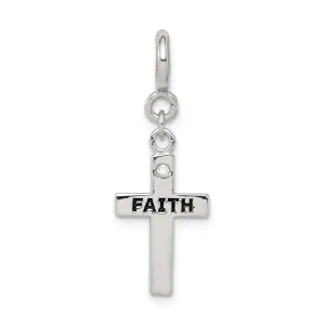 Sterling Silver CZ Faith Cross Clip-on Charm