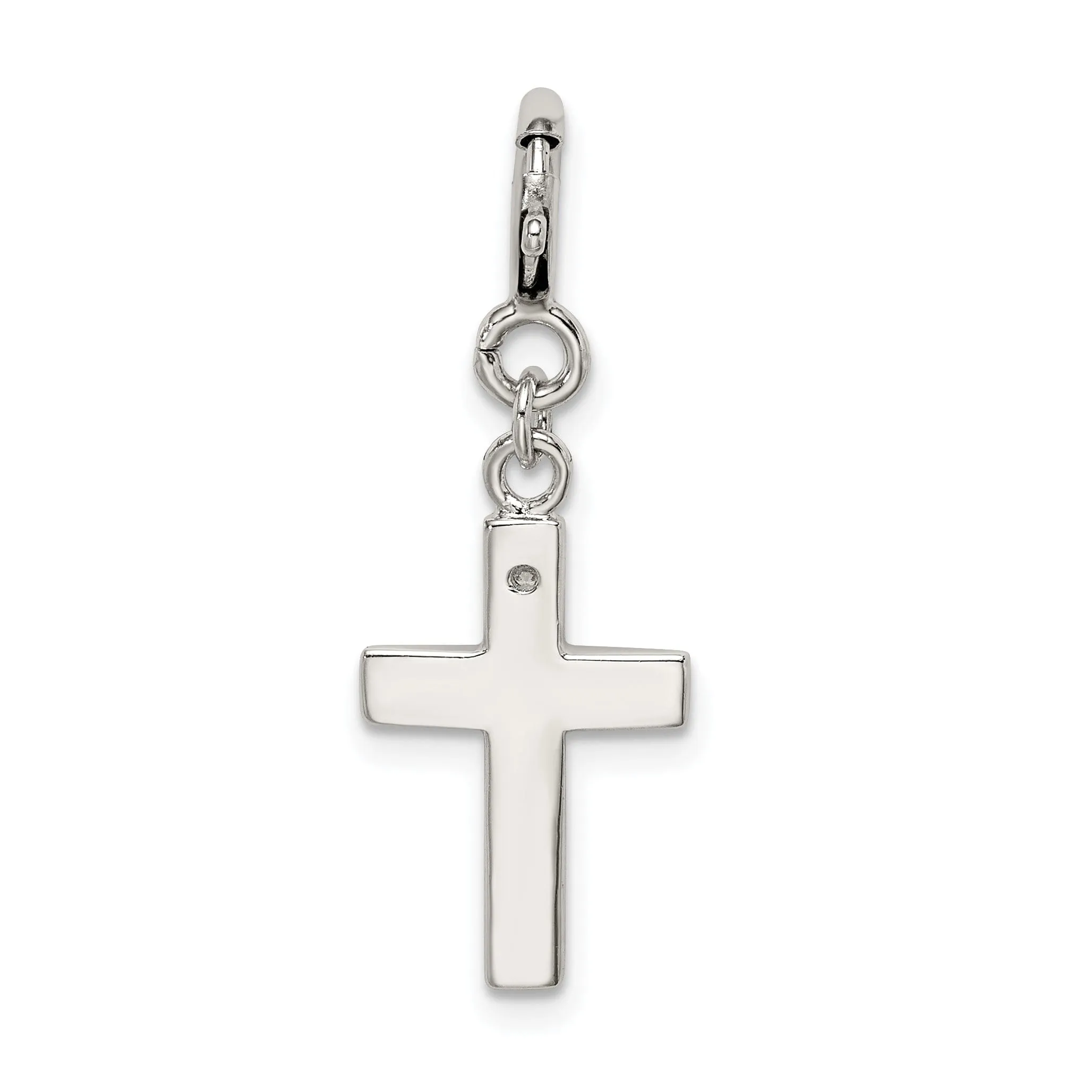 Sterling Silver CZ Faith Cross Clip-on Charm