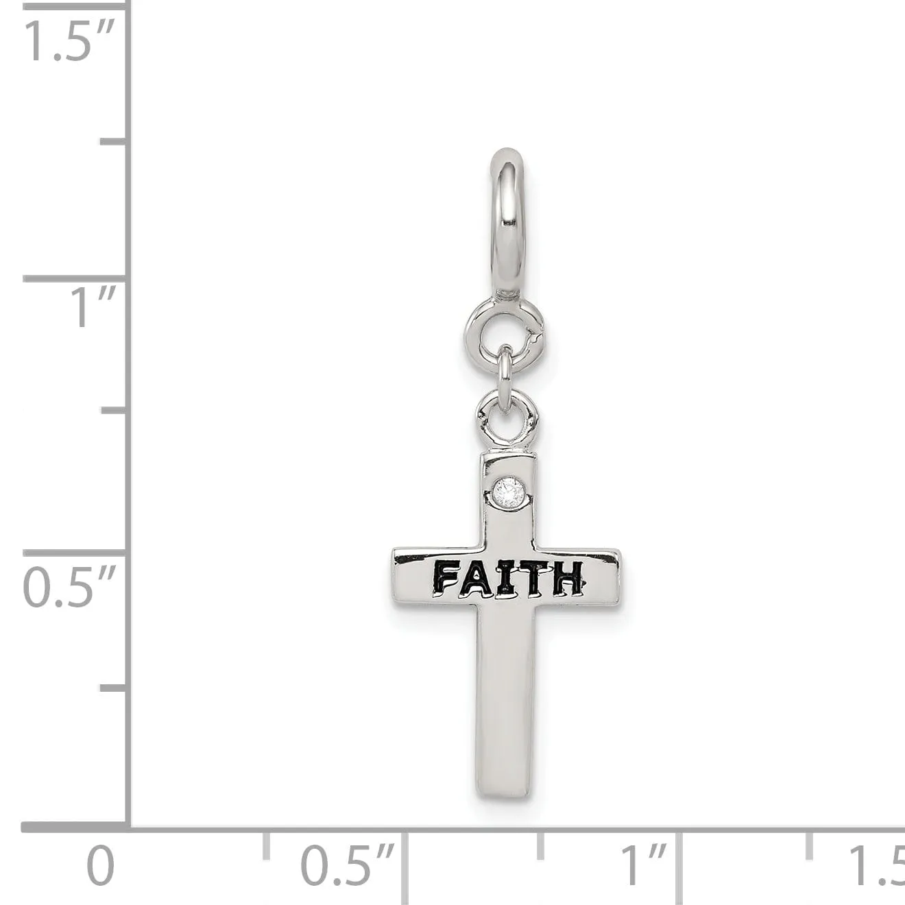 Sterling Silver CZ Faith Cross Clip-on Charm