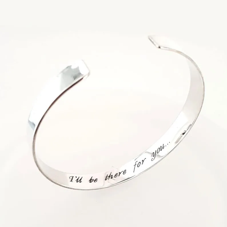 Sterling Silver Engraved Bracelet for women Personalized bangle cuff Anniversary Gift