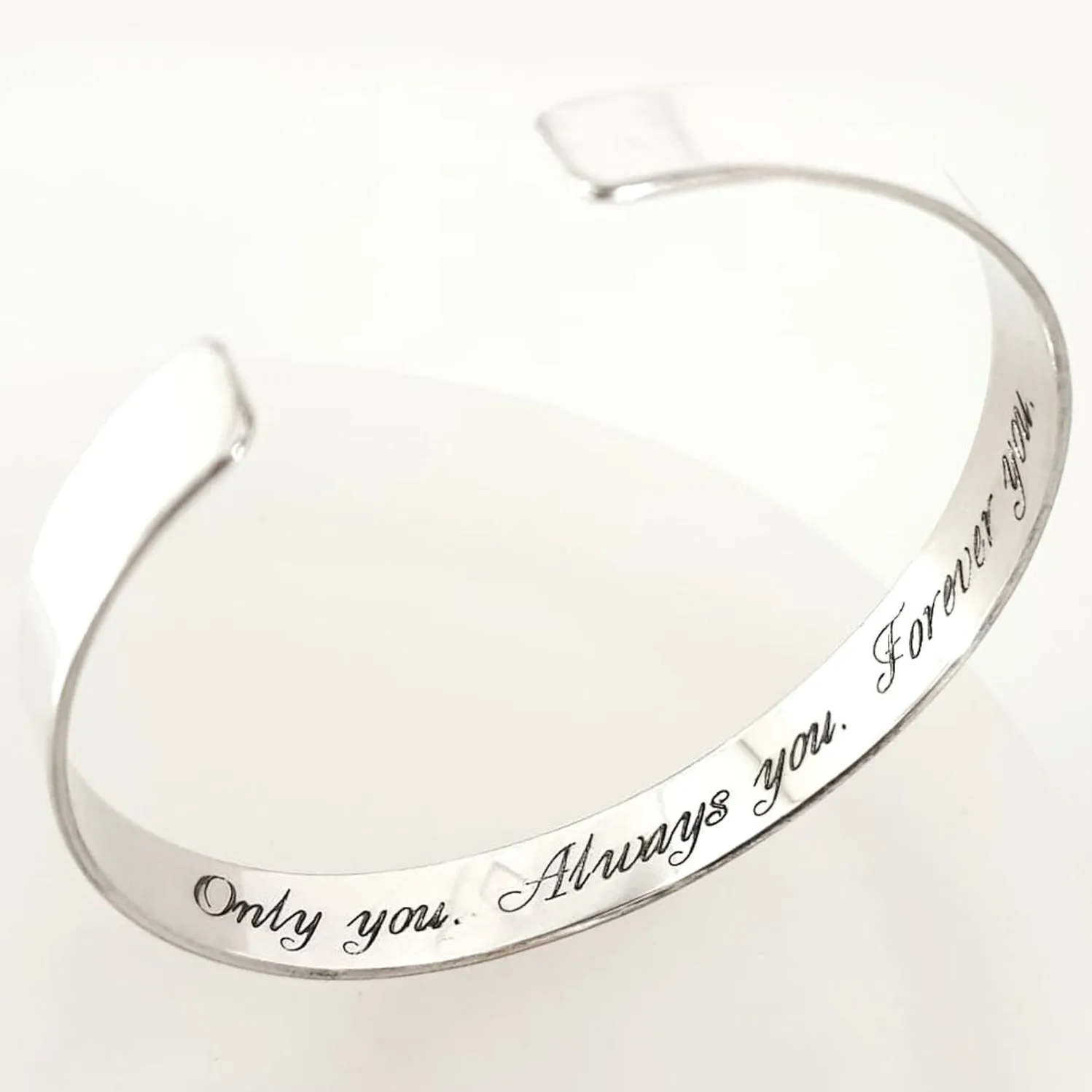 Sterling Silver Engraved Bracelet for women Personalized bangle cuff Anniversary Gift