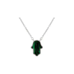 Sterling Silver Malachite Hamsa Pendant