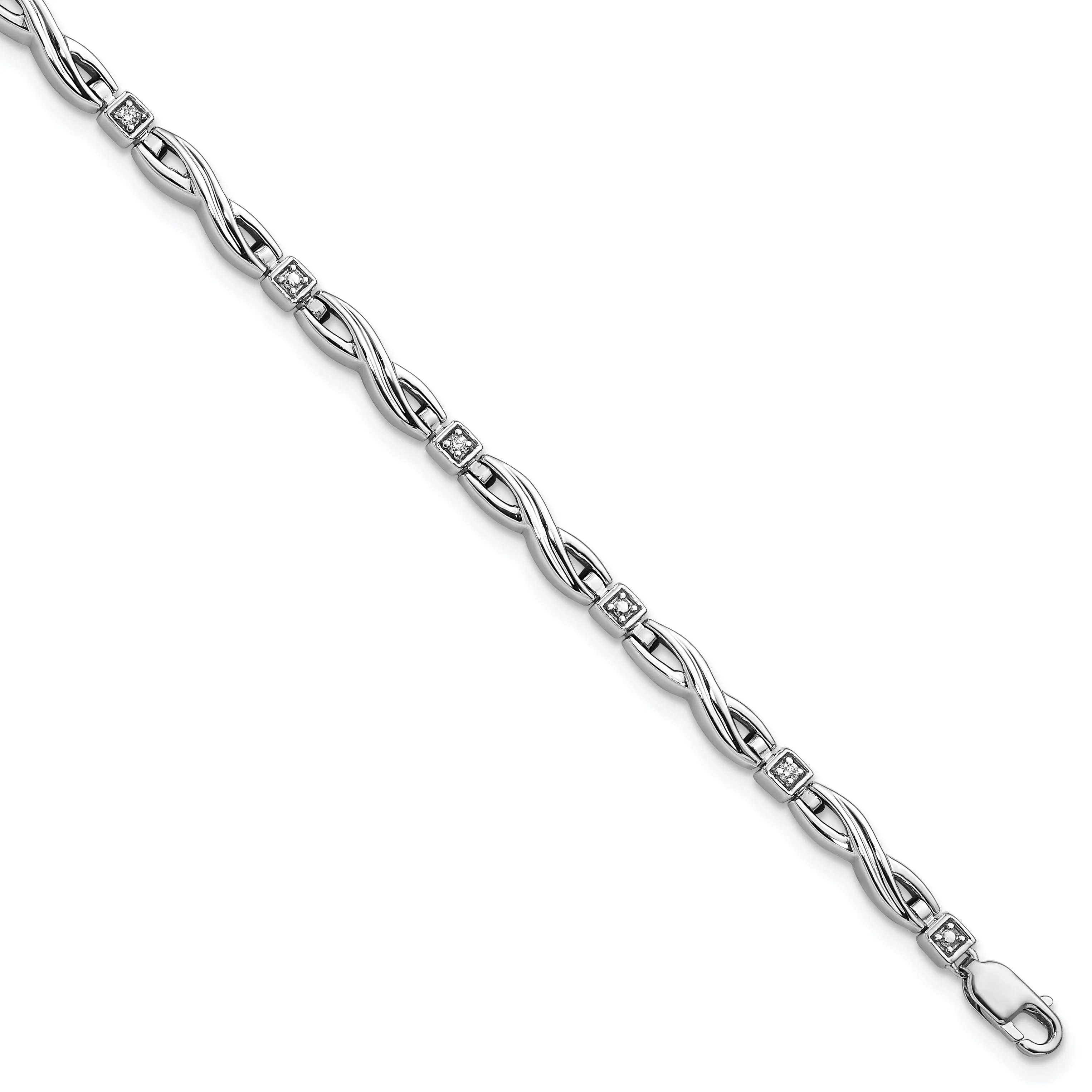 Sterling Silver Polished Diamond Bracelet