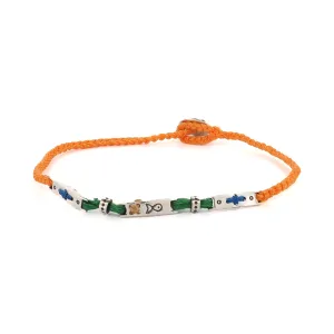 Sterling Silver Spiritual Symbols Orange Woven Hope Braided Bracelet