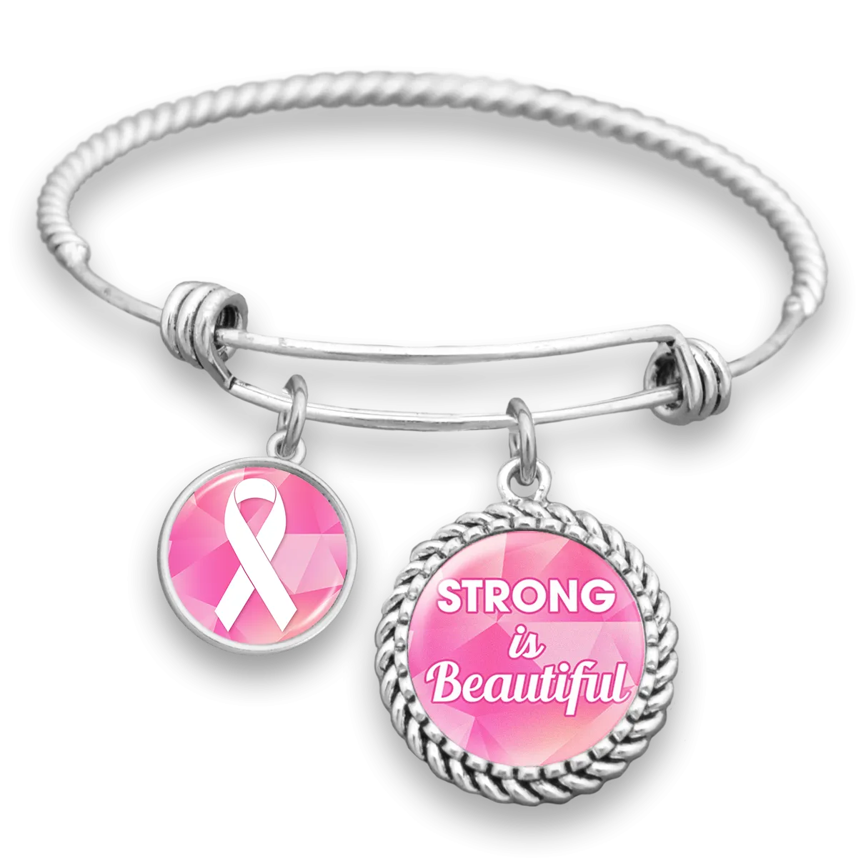 Strong Is Beautiful Breast Cancer Charm Bracelet
