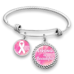 Strong Is Beautiful Breast Cancer Charm Bracelet