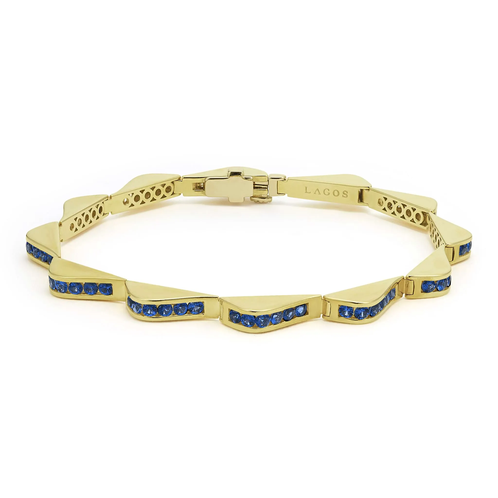 Studio 18K Gold Blue Sapphire Link Wave Bracelet