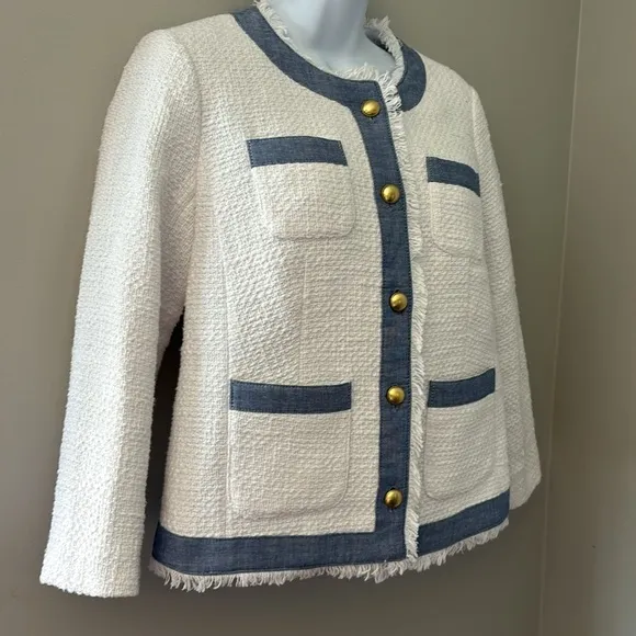 Talbots White Tweed Jacket size 4P