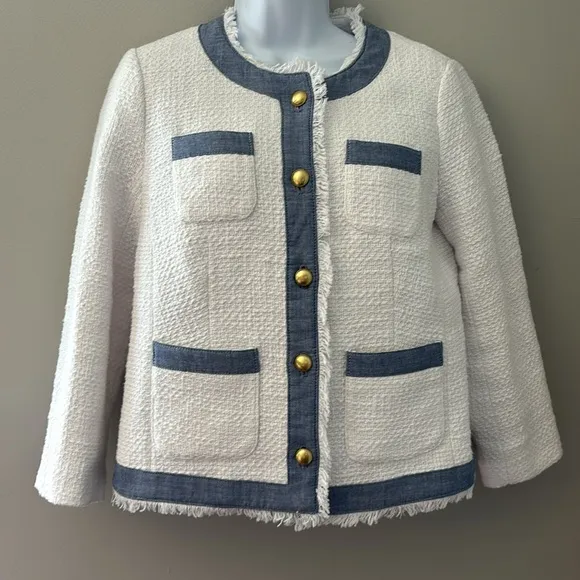 Talbots White Tweed Jacket size 4P